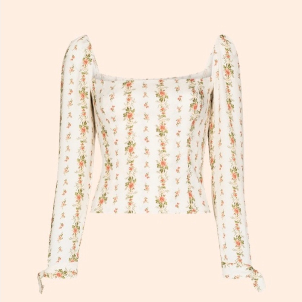 Squareneck Floral Blouse